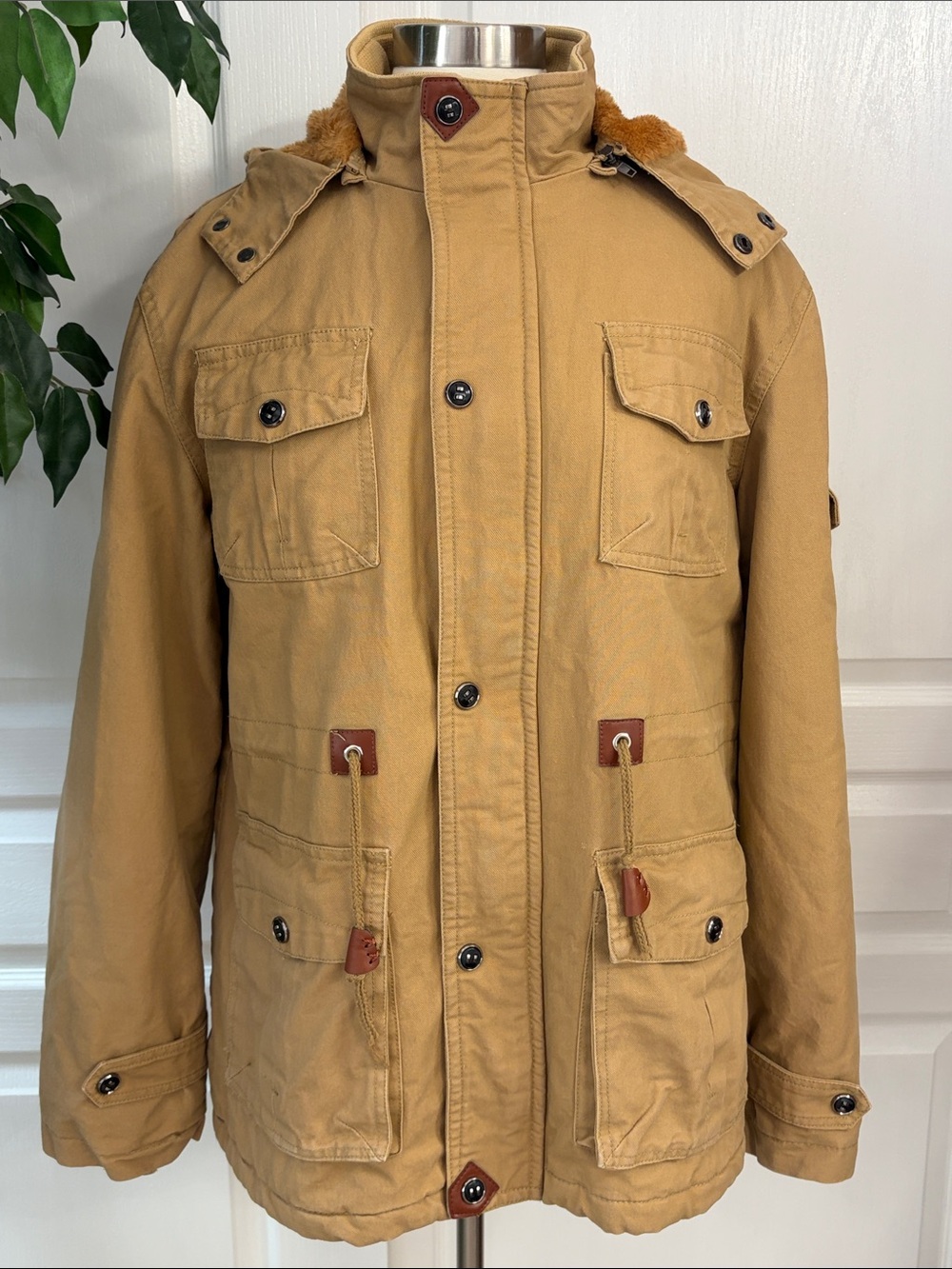 David Outerwear Men’s Survival Cotton Jacket Coat Sherpa Lined ~ Peru Tan